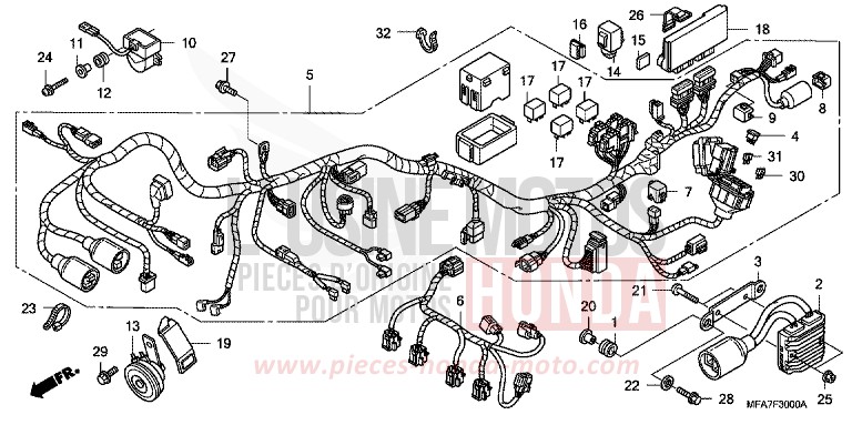 WIRE HARNESS for CBF1000 ABS BOMBAY ORANGE METALLIC (YR254) from 2007